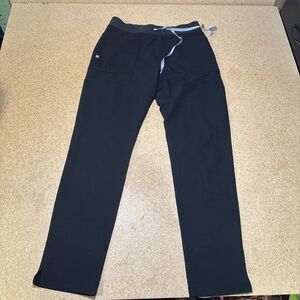 FIGS Yola Skinny Scrub Pants with Yoga Waistband in Black Size M F3